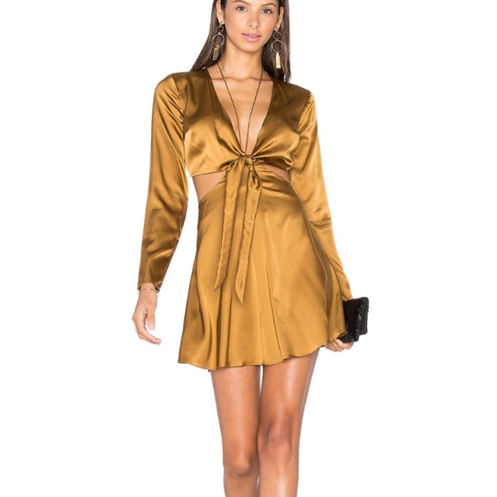 NWOT LPA bronze toffee cut out dress Small